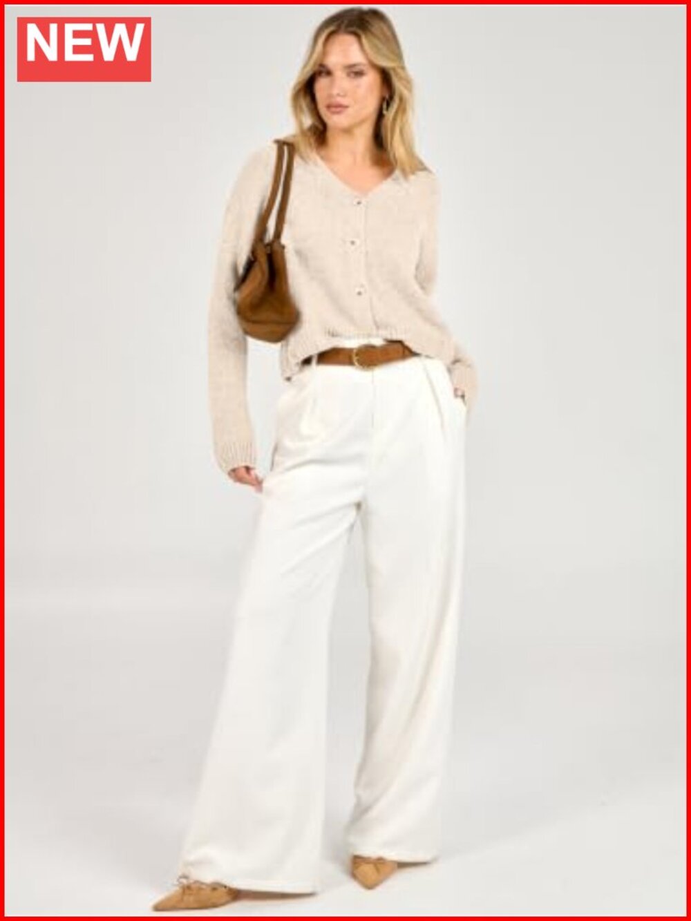 Oversized Crop Cardigan Chunky Knit Sweater Button Down Open Front V Neck - Picture 5 of 6